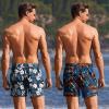 Ekouaer 2 Pack Men’s Swim Trunks 5″ with Compression Liner 2 in 1 Board Shorts Quick Dry Bathing Suit Swimwear Zipper Pocket(Hawaii Floral Navy/Tropical Leaves Orange)