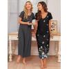 Ekouaer 3 Pack Long Nightgowns for Women Plus Size Moo Moos Short Sleeve House Dress Button Night Gown Soft Sleepwear S-5XL(Black Butterfly/Black/Dark Grey)