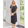 Ekouaer 3 Pack Long Nightgowns for Women Plus Size Moo Moos Short Sleeve House Dress Button Night Gown Soft Sleepwear S-5XL(Black Butterfly/Black/Dark Grey)