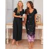 Ekouaer 3 Pack Long Nightgowns for Women Plus Size Moo Moos Short Sleeve House Dress Button Night Gown Soft Sleepwear S-5XL(Black Floral/Light Purple/Black)