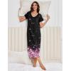 Ekouaer 3 Pack Long Nightgowns for Women Plus Size Moo Moos Short Sleeve House Dress Button Night Gown Soft Sleepwear S-5XL(Black Floral/Light Purple/Black)