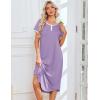 Ekouaer 3 Pack Long Nightgowns for Women Plus Size Moo Moos Short Sleeve House Dress Button Night Gown Soft Sleepwear S-5XL(Black Floral/Light Purple/Black)