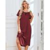 Ekouaer 3 Pack Long Nightgowns for Women Plus Size Moo Moos Short Sleeve House Dress Button Night Gown Soft Sleepwear S-5XL(Black Flowers/Wine Red/Black)