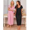 Ekouaer 3 Pack Long Nightgowns for Women Plus Size Moo Moos Short Sleeve House Dress Button Night Gown Soft Sleepwear S-5XL(Black/Leopard/Pink)