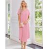 Ekouaer 3 Pack Long Nightgowns for Women Plus Size Moo Moos Short Sleeve House Dress Button Night Gown Soft Sleepwear S-5XL(Black/Leopard/Pink)