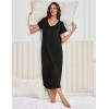Ekouaer 3 Pack Long Nightgowns for Women Plus Size Moo Moos Short Sleeve House Dress Button Night Gown Soft Sleepwear S-5XL(Black/Leopard/Pink)