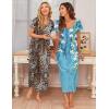 Ekouaer 3 Pack Long Nightgowns for Women Plus Size Moo Moos Short Sleeve House Dress Button Night Gown Soft Sleepwear S-5XL(Blue Floral/Black/Leopard)