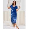 Ekouaer 3 Pack Long Nightgowns for Women Plus Size Moo Moos Short Sleeve House Dress Button Night Gown Soft Sleepwear S-5XL(Blue Floral/Wine Red/Black)