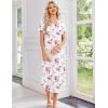 Ekouaer 3 Pack Long Nightgowns for Women Plus Size Moo Moos Short Sleeve House Dress Button Night Gown Soft Sleepwear S-5XL(Blue Striped/Blue Flower/White Flower)