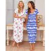 Ekouaer 3 Pack Long Nightgowns for Women Plus Size Moo Moos Short Sleeve House Dress Button Night Gown Soft Sleepwear S-5XL(Blue Striped/Blue Flower/White Flower)