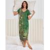Ekouaer 3 Pack Long Nightgowns for Women Plus Size Moo Moos Short Sleeve House Dress Button Night Gown Soft Sleepwear S-5XL(Green Floral/Dark Grey/Black)