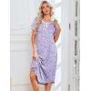 Ekouaer 3 Pack Long Nightgowns for Women Plus Size Moo Moos Short Sleeve House Dress Button Night Gown Soft Sleepwear S-5XL(Leopard/Purple Floral/Blue Dog Footprints)