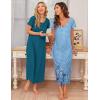 Ekouaer 3 Pack Long Nightgowns for Women Plus Size Moo Moos Short Sleeve House Dress Button Night Gown Soft Sleepwear S-5XL(Ligth Blue Floral/Black/Blue Green)