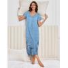 Ekouaer 3 Pack Long Nightgowns for Women Plus Size Moo Moos Short Sleeve House Dress Button Night Gown Soft Sleepwear S-5XL(Ligth Blue Floral/Black/Blue Green)