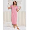 Ekouaer 3 Pack Long Nightgowns for Women Plus Size Moo Moos Short Sleeve House Dress Button Night Gown Soft Sleepwear S-5XL(Pink/Blue Star/Black)