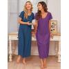 Ekouaer 3 Pack Long Nightgowns for Women Plus Size Moo Moos Short Sleeve House Dress Button Night Gown Soft Sleepwear S-5XL(Purple/Black/Blue)