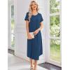 Ekouaer 3 Pack Long Nightgowns for Women Plus Size Moo Moos Short Sleeve House Dress Button Night Gown Soft Sleepwear S-5XL(Purple/Black/Blue)