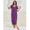 Ekouaer 3 Pack Long Nightgowns for Women Plus Size Moo Moos Short Sleeve House Dress Button Night Gown Soft Sleepwear S-5XL(Purple/Black/Blue Green Floral)