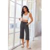 Ekouaer 3 Pack Women Capri Pajama Pants 2026 Ruffle hem Lounge Pants Drawstring Pj Bottoms with Pockets(Black / Dark Navy / Dark Grey)