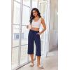 Ekouaer 3 Pack Women Capri Pajama Pants 2026 Ruffle hem Lounge Pants Drawstring Pj Bottoms with Pockets(Black / Dark Navy / Grey Star)