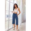 Ekouaer 3 Pack Women Capri Pajama Pants 2026 Ruffle hem Lounge Pants Drawstring Pj Bottoms with Pockets(Black / Navy Blue / Light Heather Gray)