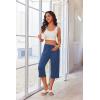 Ekouaer 3 Pack Women Capri Pajama Pants 2026 Ruffle hem Lounge Pants Drawstring Pj Bottoms with Pockets(Black / Navy Blue / Light Heather Gray)