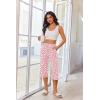 Ekouaer 3 Pack Women Capri Pajama Pants 2026 Ruffle hem Lounge Pants Drawstring Pj Bottoms with Pockets(Navy Blue / Pink Leopard / Dark Heather Grey)
