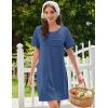 Ekouaer Cotton Nightgowns for Women Short Sleeve Sleep Shirts Pleated Night Shirts Soft Crew Neck Night Gown(Navy)