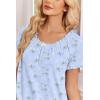 Ekouaer Cotton Nightgowns for Women Vintage Victorian Night Gowns Short Sleeve Sleep Shirts Lace Sleep Dress Soft Sleepwear(Floral Blue)