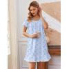 Ekouaer Cotton Nightgowns for Women Vintage Victorian Night Gowns Short Sleeve Sleep Shirts Lace Sleep Dress Soft Sleepwear(Floral Blue)
