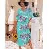 Ekouaer Long Nightgown, Womens V Neck Loungewear Oversized Sleepwear Loose Sleep Dress S-4XL(Blue Floral)