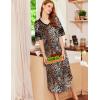 Ekouaer Long Nightgown, Womens V Neck Loungewear Oversized Sleepwear Loose Sleep Dress S-4XL(Brown Leopard Print2)