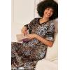 Ekouaer Long Nightgown, Womens V Neck Loungewear Oversized Sleepwear Loose Sleep Dress S-4XL(Brown Leopard Print2)