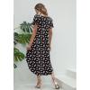 Ekouaer Long Nightgowns for Women Short Sleeve House Dress with Pockets V Neck Sleepshirts Side Split Sleepwear S-4XL(Black Floral)