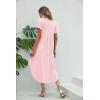 Ekouaer Long Nightgowns for Women Short Sleeve House Dress with Pockets V Neck Sleepshirts Side Split Sleepwear S-4XL(Misty Rose)