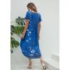 Ekouaer Long Nightgowns for Women Short Sleeve House Dress with Pockets V Neck Sleepshirts Side Split Sleepwear S-4XL(Royal-blue Floral)