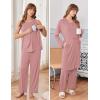 Ekouaer Maternity Nursing Robe Set 3 Pieces Sleeveless Top, Pregnancy Pants & Robe Double Layer Pajamas S-XXL(Dirty Rose)