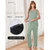 Ekouaer Maternity Nursing Robe Set 3 Pieces Sleeveless Top, Pregnancy Pants & Robe Double Layer Pajamas S-XXL(Light Green)