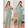 Ekouaer Maternity Nursing Robe Set 3 Pieces Sleeveless Top, Pregnancy Pants & Robe Double Layer Pajamas S-XXL(Light Green)