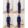 Ekouaer Maternity Nursing Robe Set 3 Pieces Sleeveless Top, Pregnancy Pants & Robe Double Layer Pajamas S-XXL(Navy Blue)