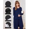 Ekouaer Maternity Nursing Robe Set 3 Pieces Sleeveless Top, Pregnancy Pants & Robe Double Layer Pajamas S-XXL(Navy Blue)