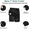 Ekouaer Men’s 7″ Swim Trunks Swimwear Zip Pockets Beach Board Shorts Bathing Suits with Mesh Lining(Black)