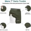 Ekouaer Men’s 7″ Swim Trunks Swimwear Zip Pockets Beach Board Shorts Bathing Suits with Mesh Lining(C Army Green)