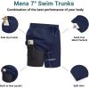 Ekouaer Men’s 7″ Swim Trunks Swimwear Zip Pockets Beach Board Shorts Bathing Suits with Mesh Lining(Navy Blue)
