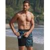 Ekouaer Men’s 7″ Swim Trunks Swimwear Zip Pockets Beach Board Shorts Bathing Suits with Mesh Lining(Z Black Blue Leaf)