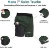 Ekouaer Men’s 7″ Swim Trunks Swimwear Zip Pockets Beach Board Shorts Bathing Suits with Mesh Lining(Z Dark Green Print)