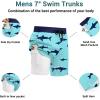 Ekouaer Men’s 7″ Swim Trunks Swimwear Zip Pockets Beach Board Shorts Bathing Suits with Mesh Lining(Z Green Shark)