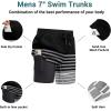 Ekouaer Men’s 7″ Swim Trunks Swimwear Zip Pockets Beach Board Shorts Bathing Suits with Mesh Lining(Z Stripes Black Gray)