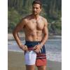 Ekouaer Men’s 7″ Swim Trunks Swimwear Zip Pockets Beach Board Shorts Bathing Suits with Mesh Lining(Z Stripes Navy Red)