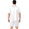Ekouaer Mens Pajamas Set Silk Satin Sleepwear Short Sleeve Button Down Pjs Set 2 Piece Loungewear with Pockets S-XXL(White)